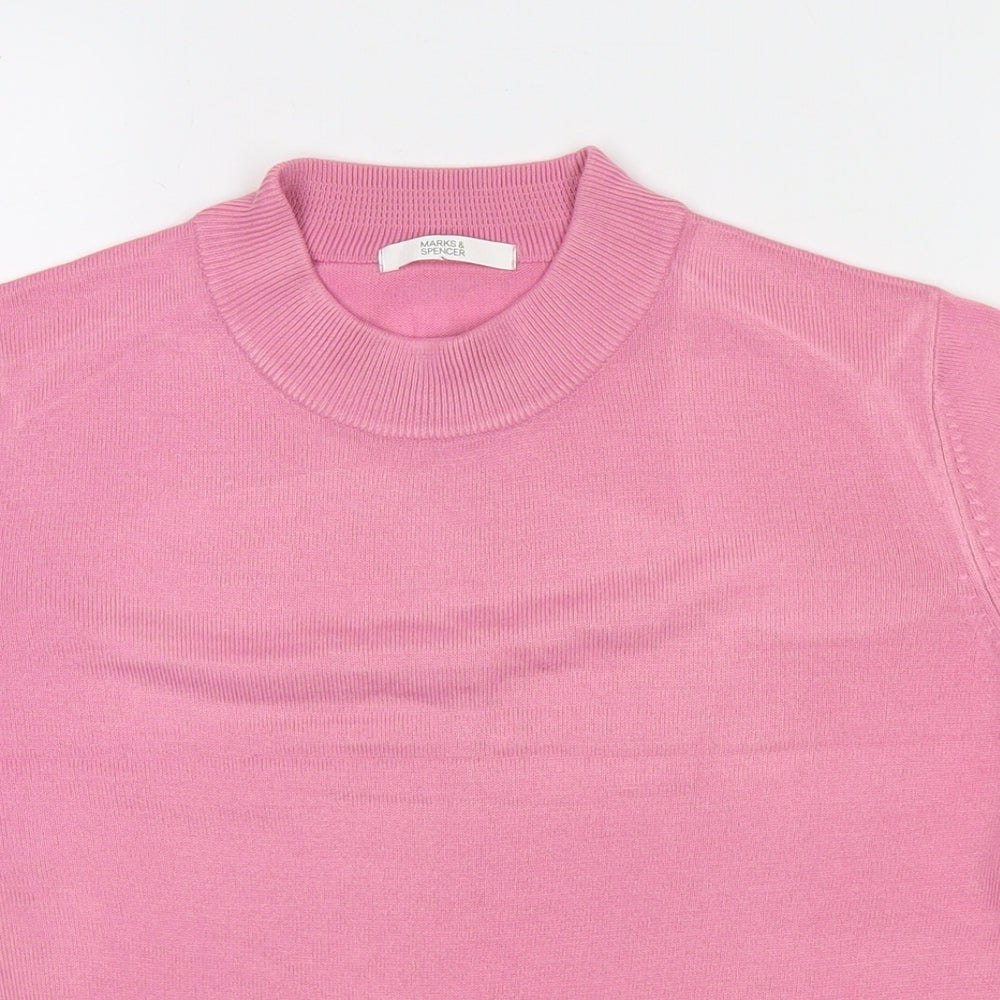 Marks and Spencer Womens Pink Round Neck Acrylic Pullover Jumper Size 16