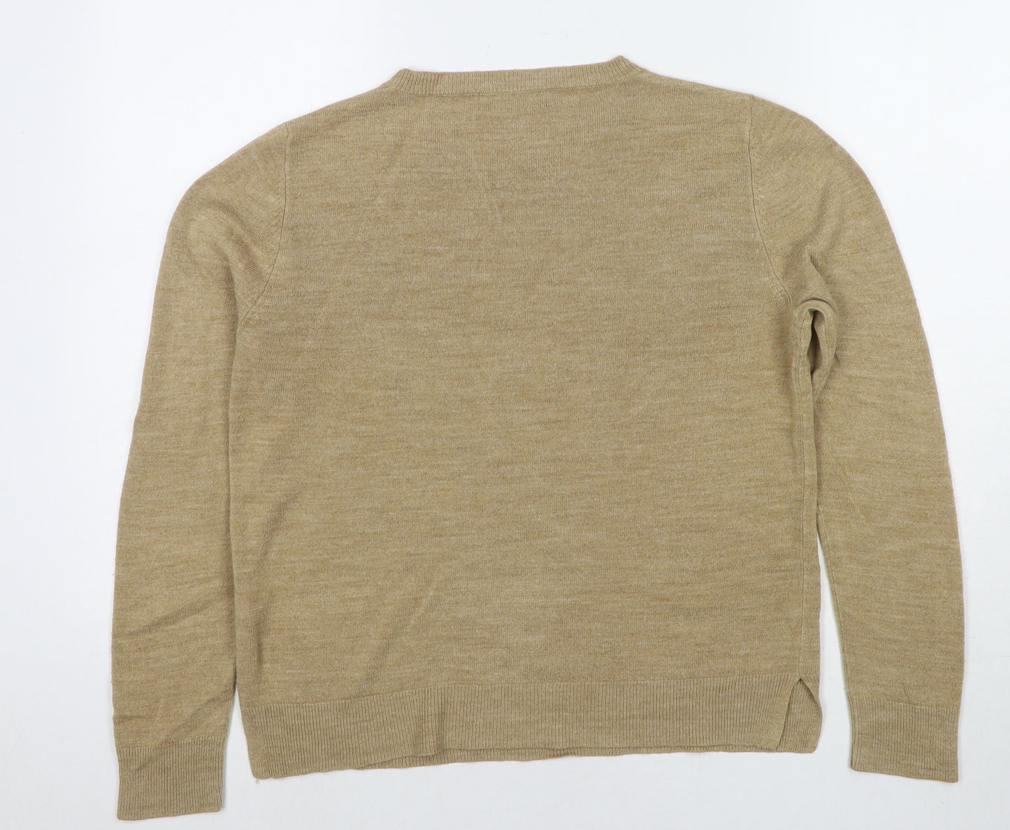 Marks and Spencer Womens Beige Round Neck Acrylic Pullover Jumper Size 14