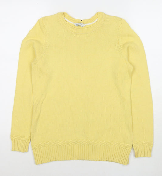 BHS Womens Yellow Round Neck Cotton Pullover Jumper Size 14