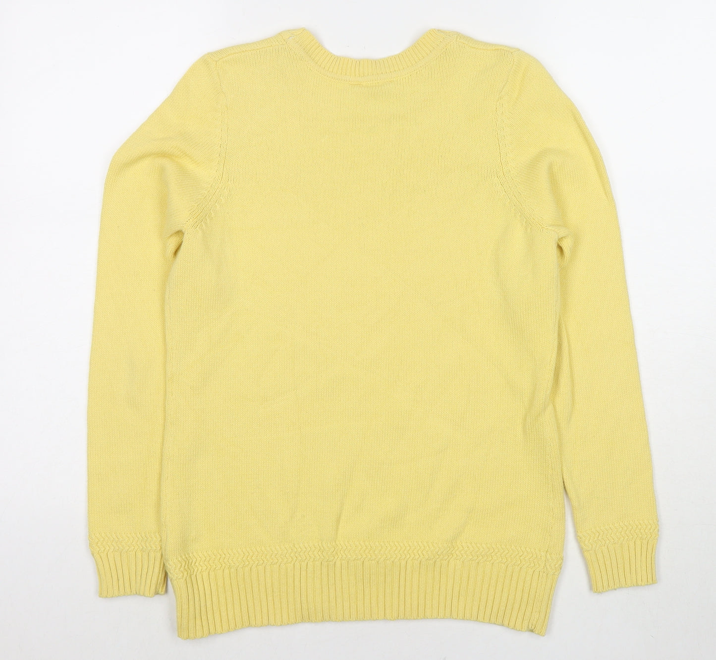 BHS Womens Yellow Round Neck Cotton Pullover Jumper Size 14