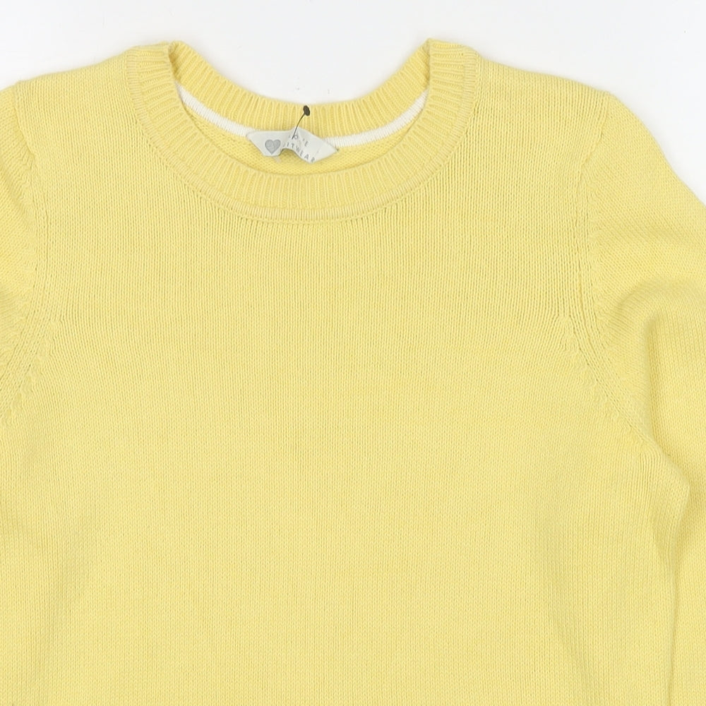 BHS Womens Yellow Round Neck Cotton Pullover Jumper Size 14