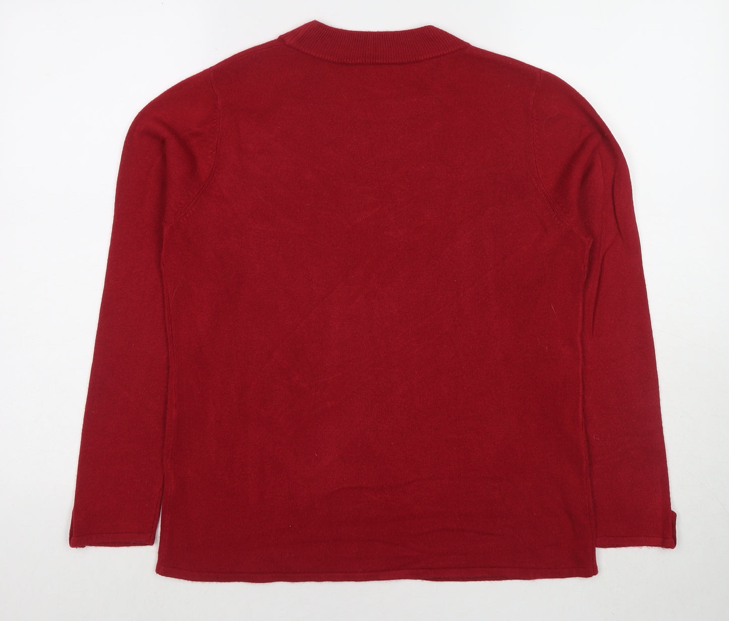 Bonmarché Womens Red Round Neck Acrylic Pullover Jumper Size 14