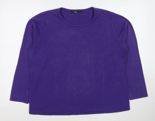 Bonmarché Womens Purple Round Neck Acrylic Pullover Jumper Size L