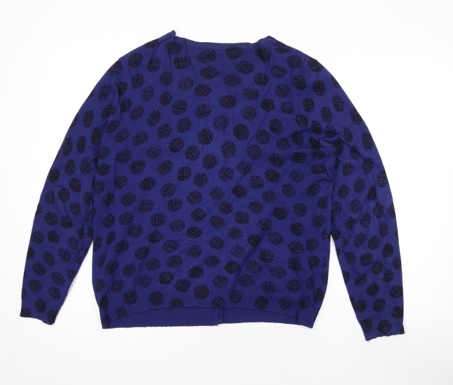 Marks and Spencer Womens Blue Round Neck Polka Dot Viscose Cardigan Jumper Size 16