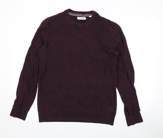 JACK & JONES Mens Purple Round Neck Cotton Pullover Jumper Size L Long Sleeve