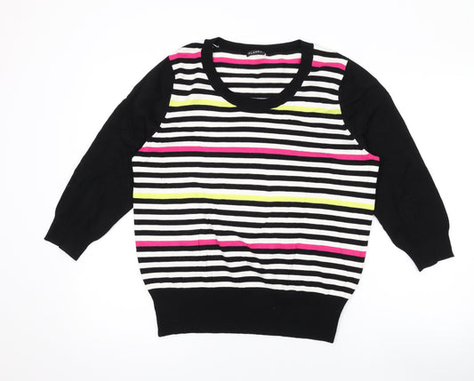 Planet Womens Multicoloured Round Neck Striped Viscose Pullover Jumper Size L