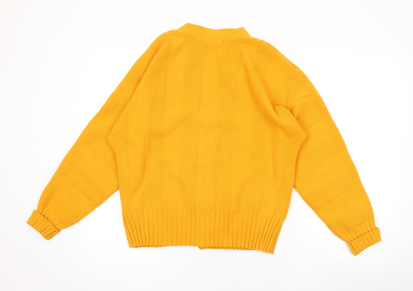 NEXT Womens Yellow V-Neck Acrylic Cardigan Jumper Size XS