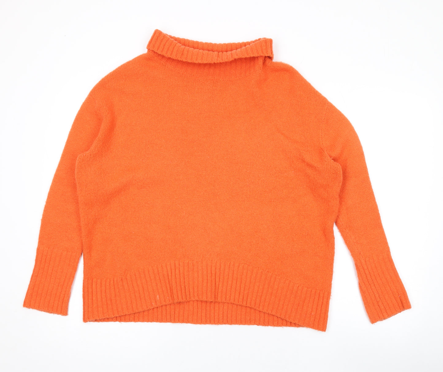 Cynthia Rowley Womens Orange Roll Neck Acrylic Pullover Jumper Size S