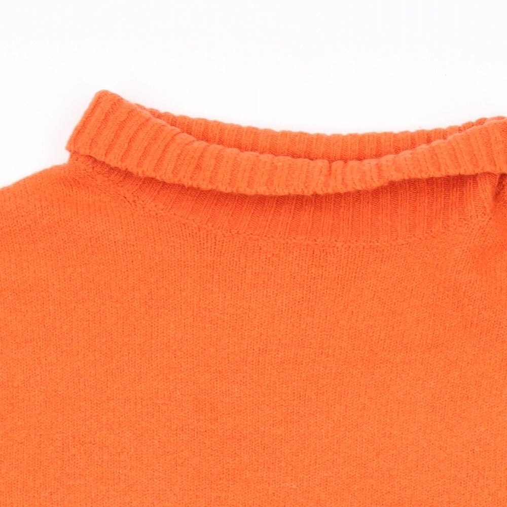 Cynthia Rowley Womens Orange Roll Neck Acrylic Pullover Jumper Size S