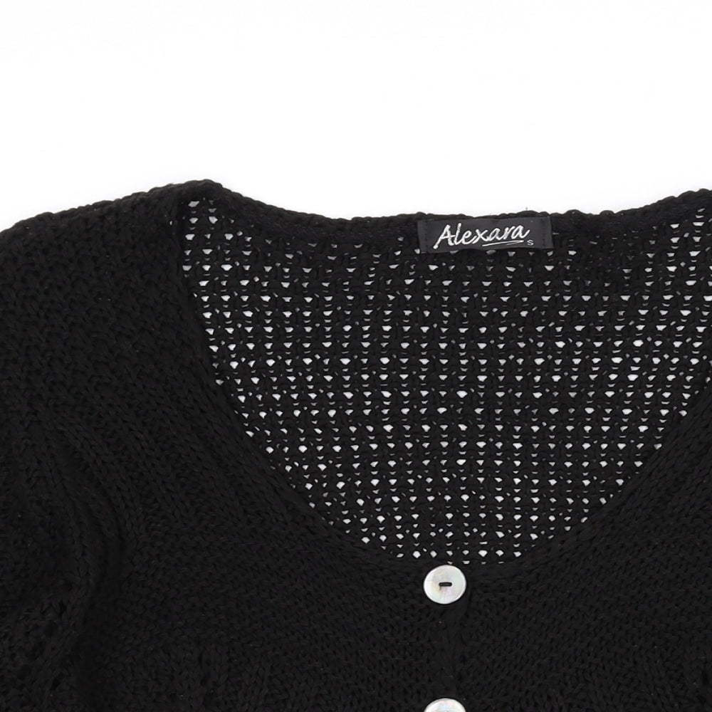 Alexara Womens Black V-Neck Acrylic Cardigan Jumper Size S