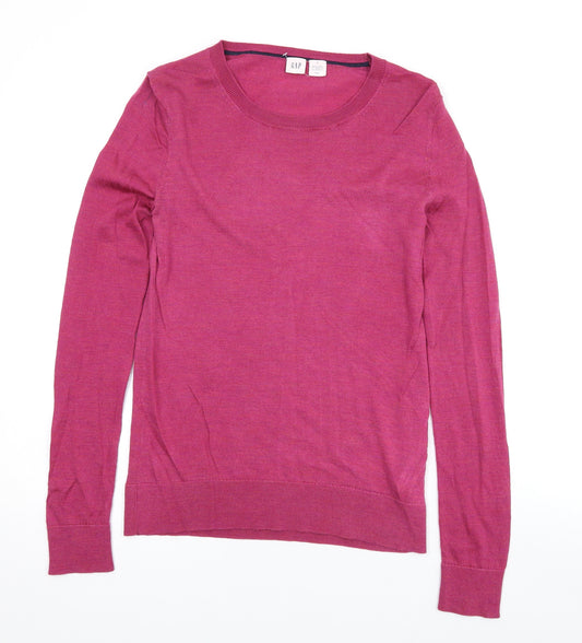 Gap Womens Pink Round Neck Wool Pullover Jumper Size S