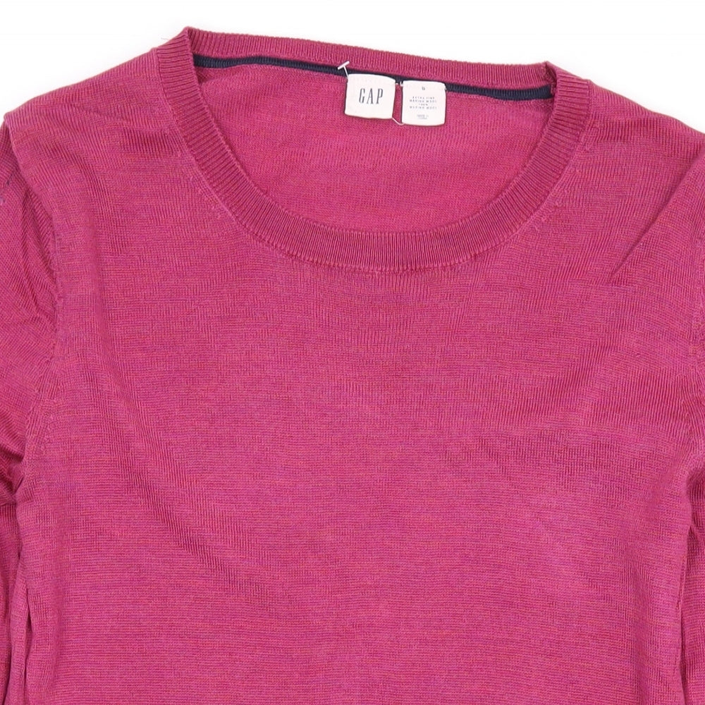 Gap Womens Pink Round Neck Wool Pullover Jumper Size S