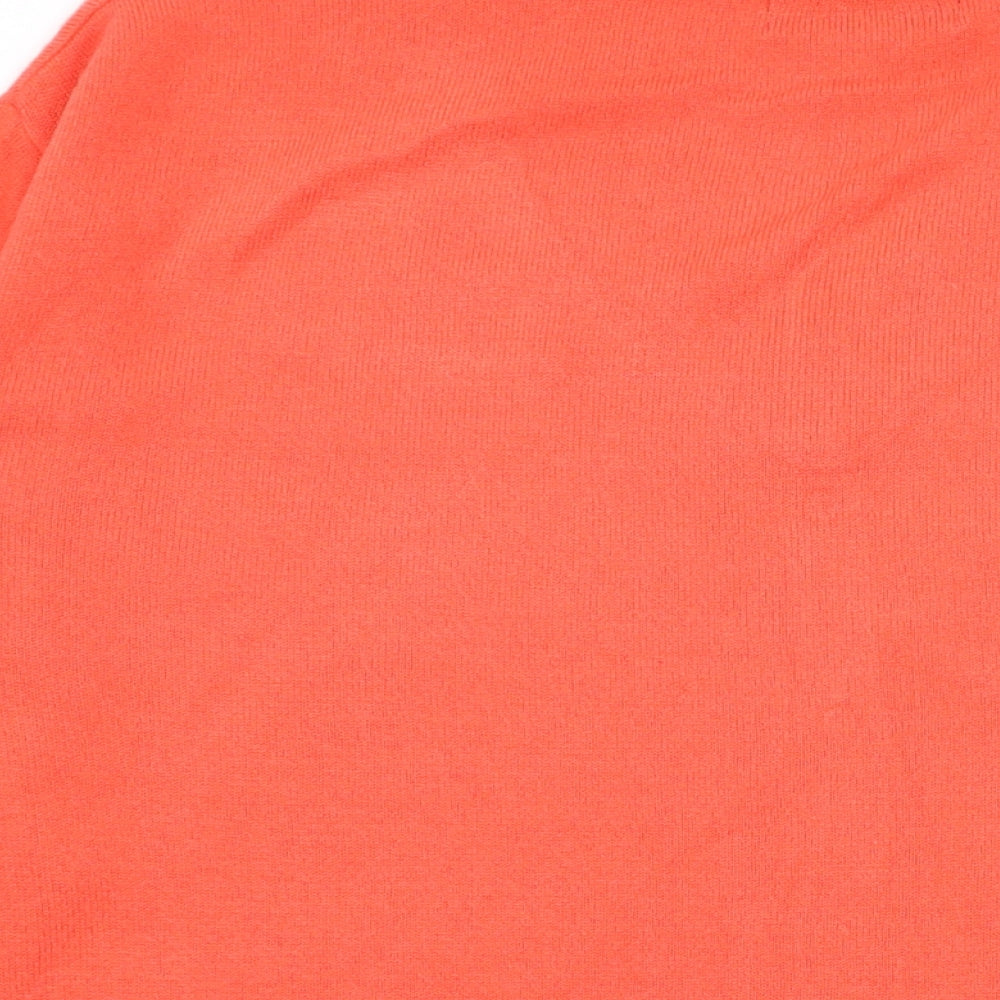 Marks and Spencer Womens Orange V-Neck Acrylic Pullover Jumper Size 16