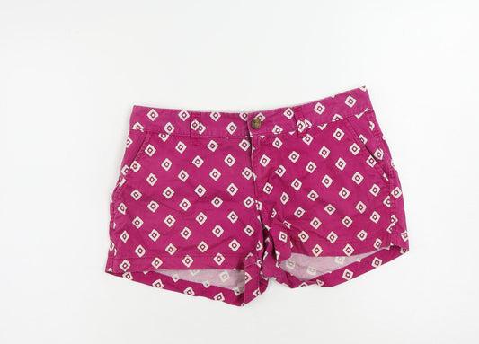 Old Navy Womens Pink Geometric Cotton Hot Pants Shorts Size 6 L3 in Regular Zip