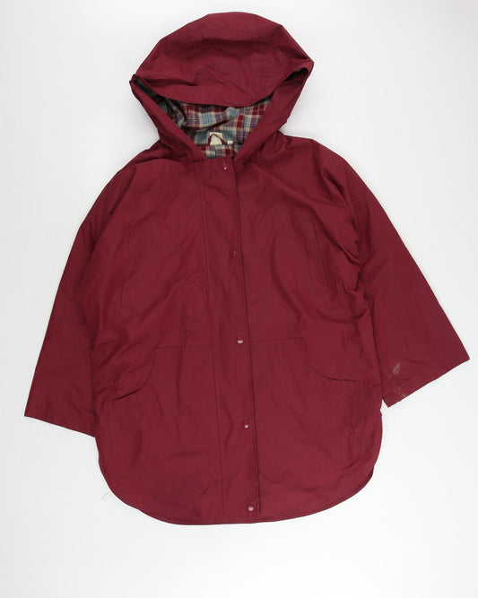 Cotton Traders Womens Red Rain Coat Coat Size 16 Zip - Hooded