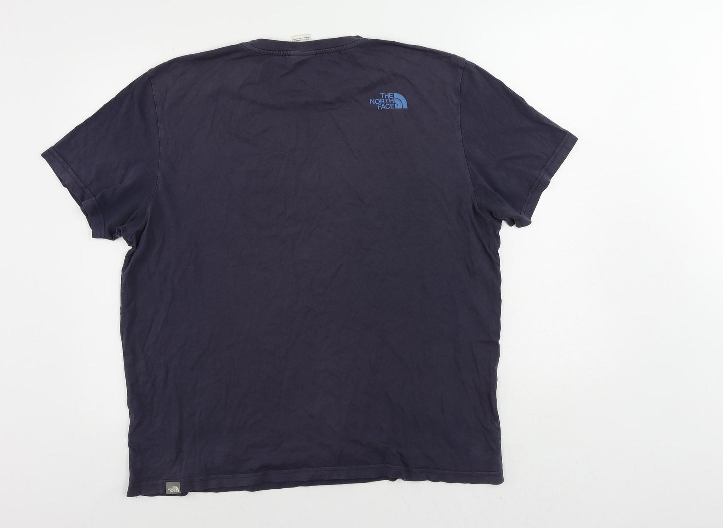 The North Face Mens Blue Cotton T-Shirt Size L Crew Neck - Logo