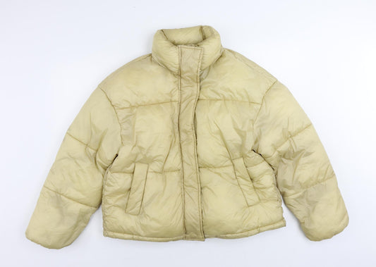 Lefties Womens Yellow Puffer Jacket Jacket Size L Zip