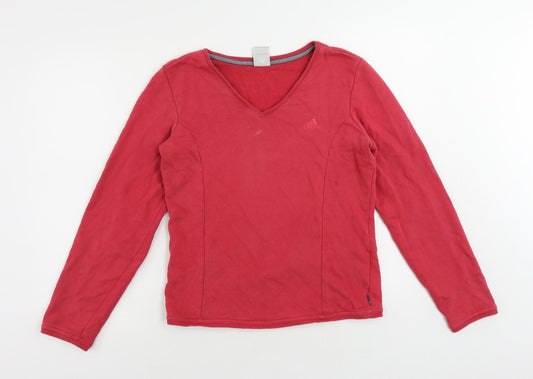 adidas Womens Pink Cotton Pullover Sweatshirt Size 12 Pullover - Logo