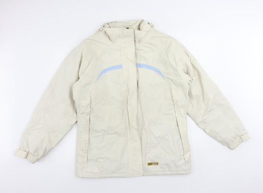 Trespass Mens Beige Windbreaker Jacket Size L Zip - Logo Hooded