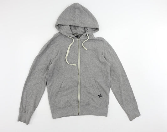 JACK & JONES Mens Grey Cotton Full Zip Hoodie Size S