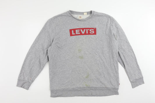 Levi's Mens Grey Cotton Pullover Sweatshirt Size L - Logo Vintage