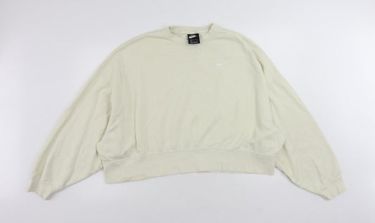 Nike Womens Ivory Cotton Pullover Sweatshirt Size L Pullover - Logo