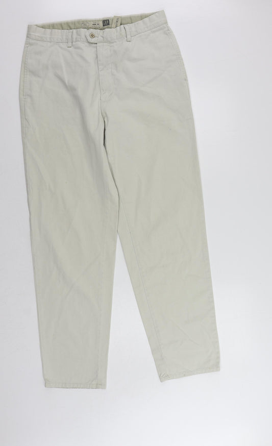 Gap Mens Beige Cotton Chino Trousers Size 34 in L32 in Regular Zip