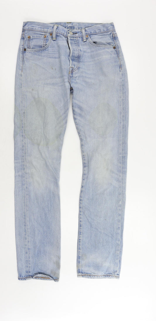 Levi's Mens Blue Cotton Straight Jeans Size 30 in L34 in Regular Button