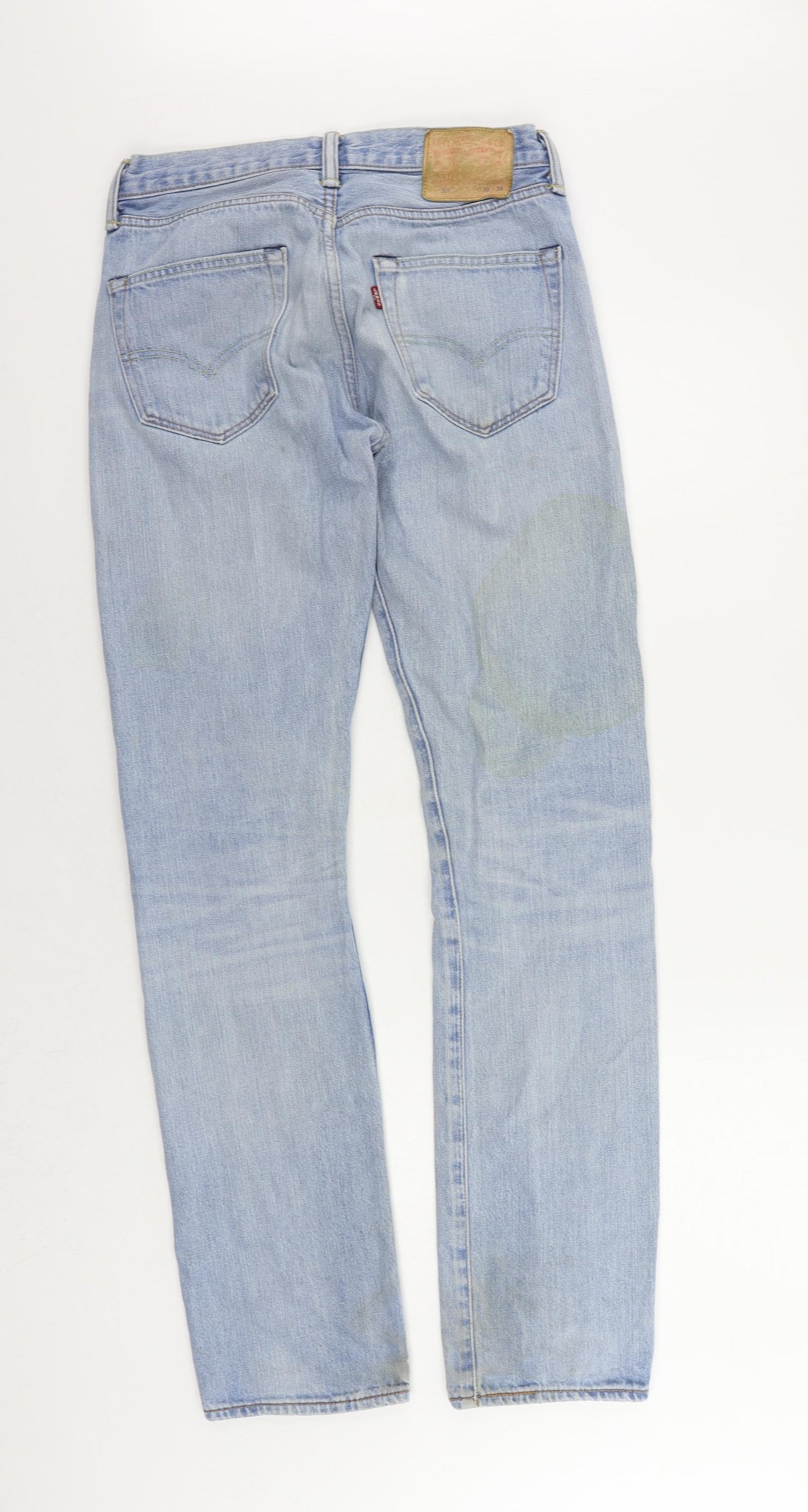 Levi's Mens Blue Cotton Straight Jeans Size 30 in L34 in Regular Button