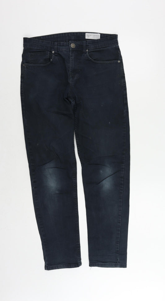 Denim & Co. Mens Blue Cotton Straight Jeans Size 30 in L30 in Slim Zip