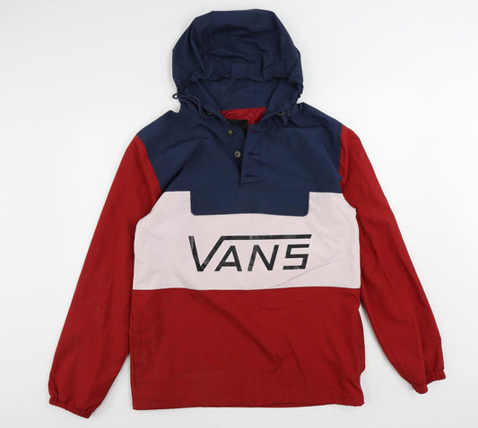 VANS Mens Red Anorak Jacket Size M Button - Logo Vintage