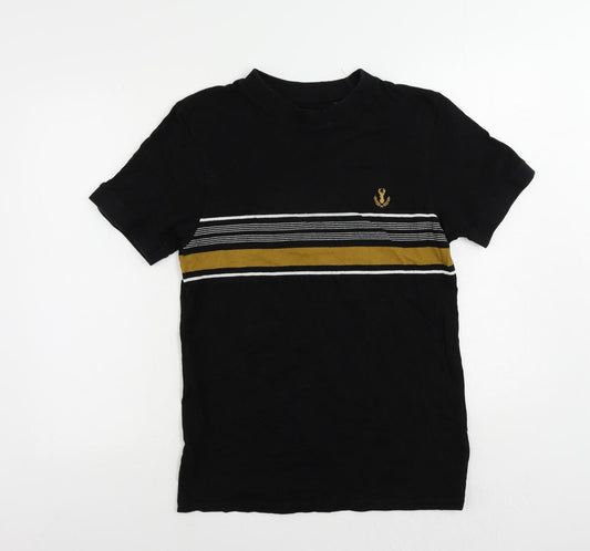 NEXT Mens Black Striped Cotton T-Shirt Size S Crew Neck - Logo Vintage