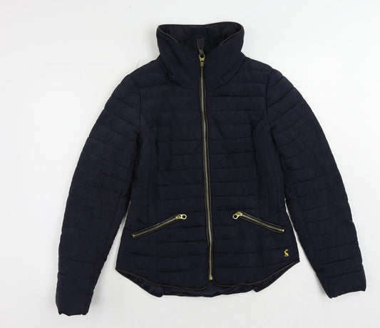 Joules Womens Blue Quilted Jacket Size 8 Zip - Vintage Zipped Pockets