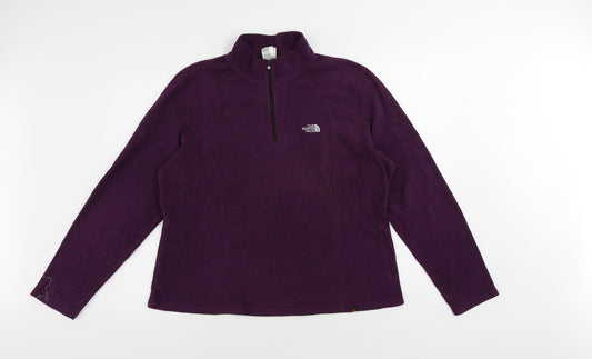 The North Face Womens Purple Polyester Pullover Sweatshirt Size XL Zip