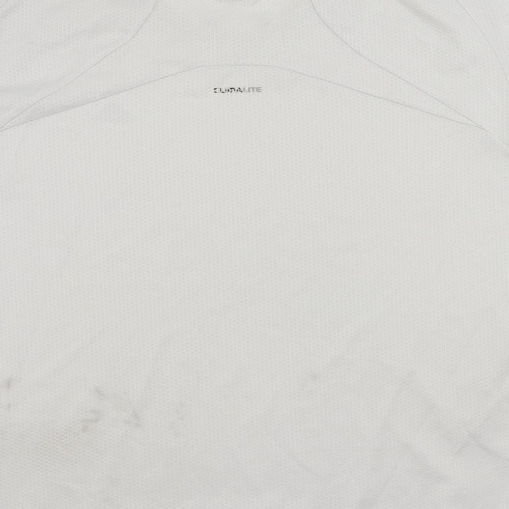 adidas Mens White Polyester T-Shirt Size M Crew Neck - Vintage