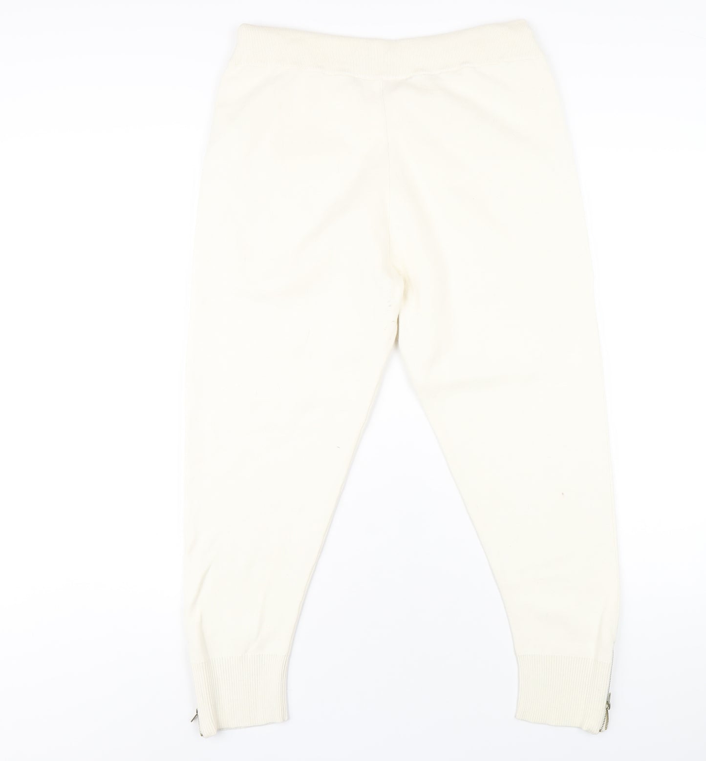 Zara Womens Ivory Cotton Jogger Trousers Size M L26 in Regular Drawstring