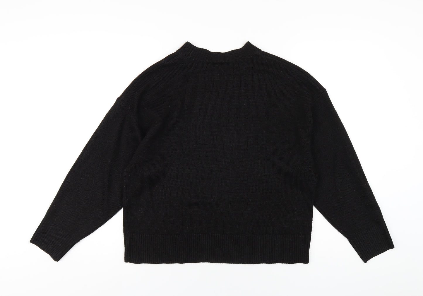 H&M Womens Black Round Neck Acrylic Pullover Jumper Size S