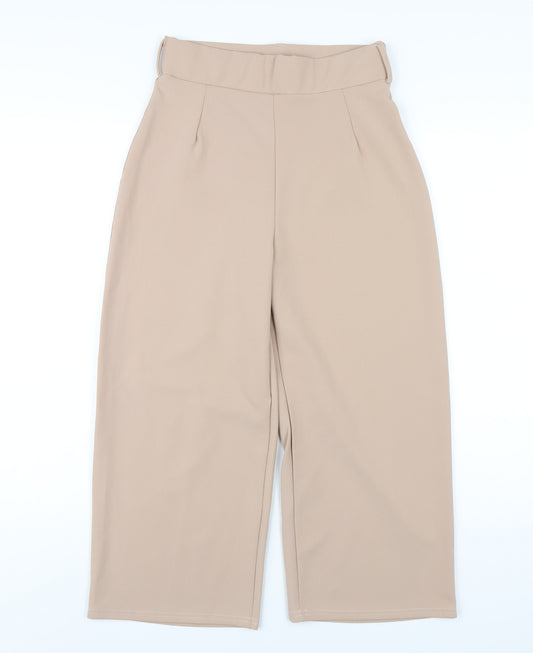 Boohoo Womens Beige Polyester Trousers Size 10 L22 in Regular