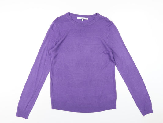 Vida Vi Womens Purple Round Neck Acrylic Pullover Jumper Size M