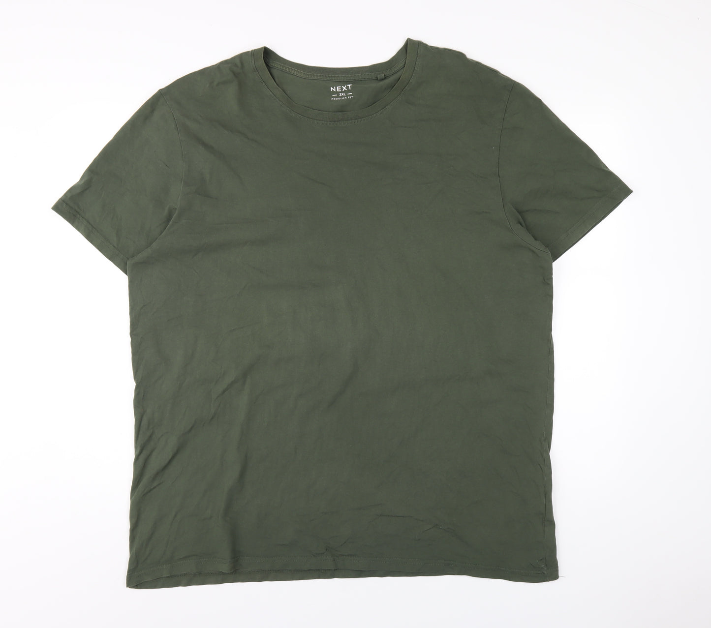 NEXT Mens Green Cotton T-Shirt Size 2XL Round Neck