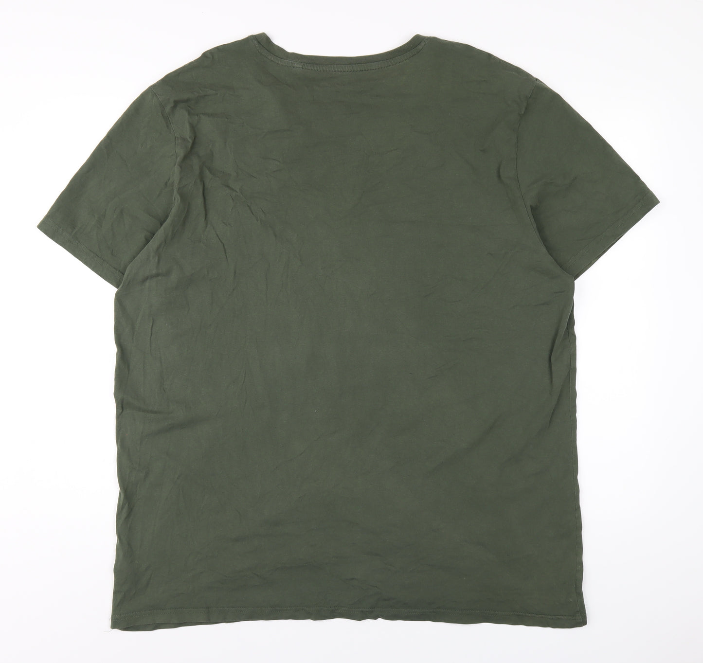 NEXT Mens Green Cotton T-Shirt Size 2XL Round Neck