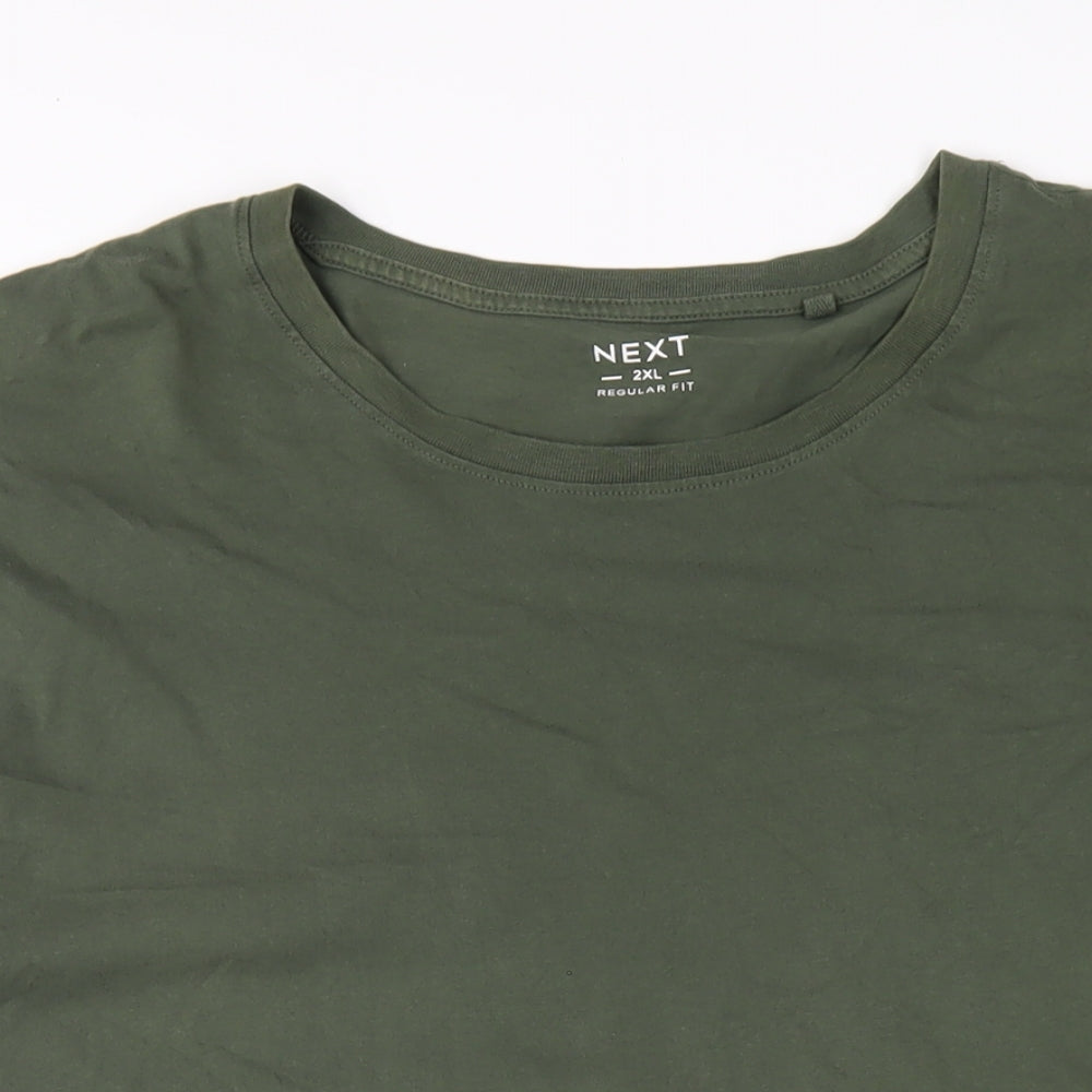 NEXT Mens Green Cotton T-Shirt Size 2XL Round Neck