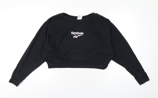 Reebok Womens Black Cotton Pullover Sweatshirt Size XL Pullover