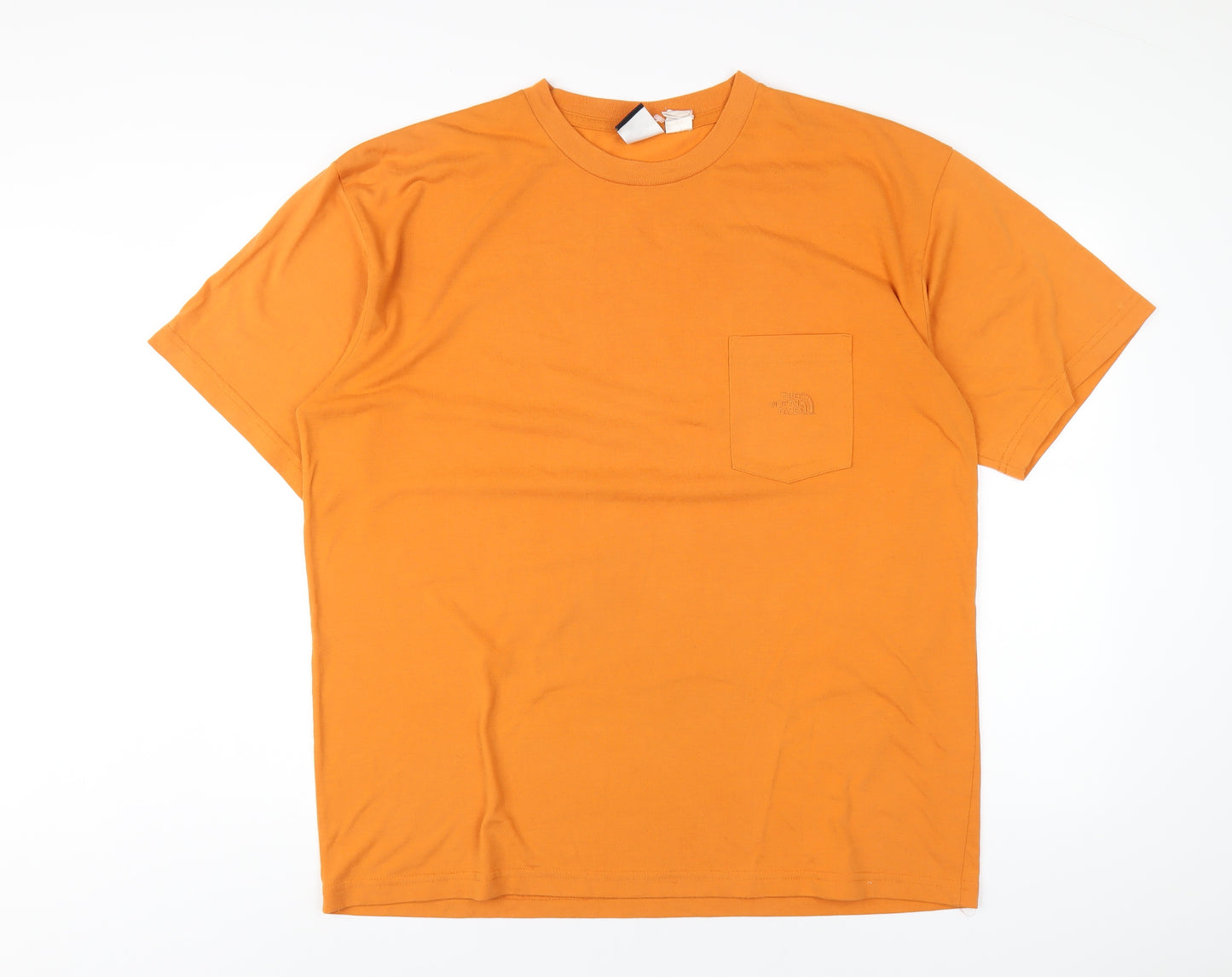 The North Face Mens Orange Polyester T-Shirt Size XL Round Neck