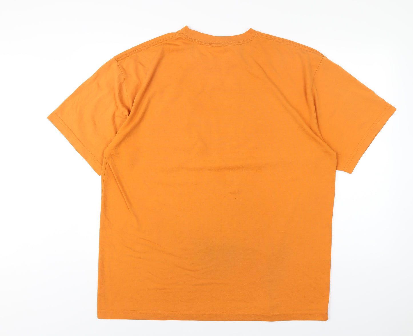 The North Face Mens Orange Polyester T-Shirt Size XL Round Neck