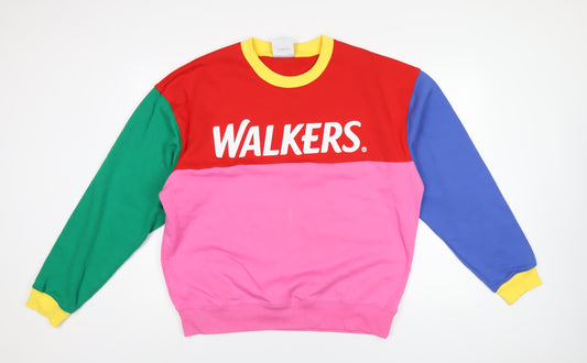 Walkers Womens Multicoloured Colourblock Cotton Pullover Sweatshirt Size L Pullover