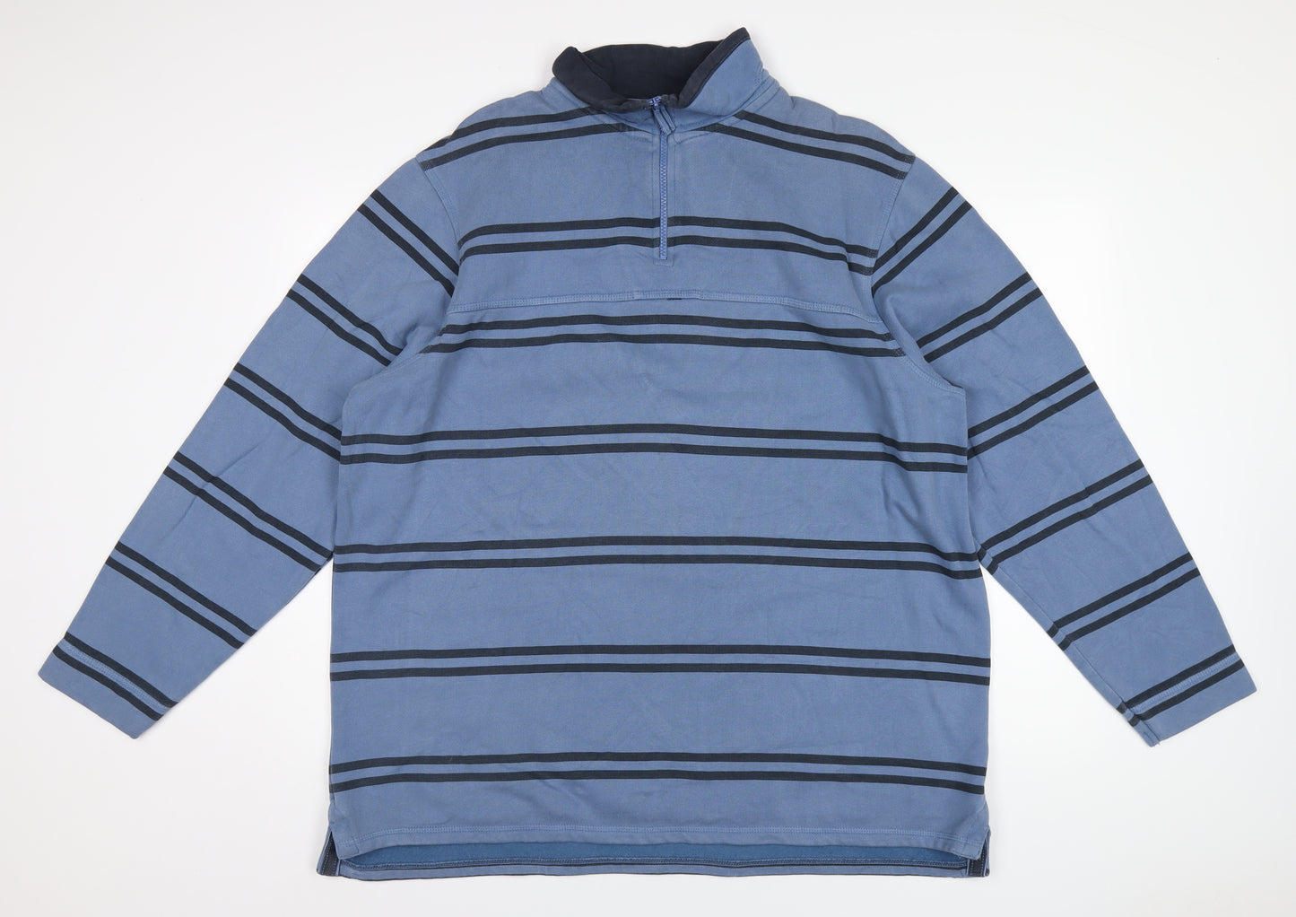 Boston Crew Mens Blue Striped Cotton Pullover Sweatshirt Size XL