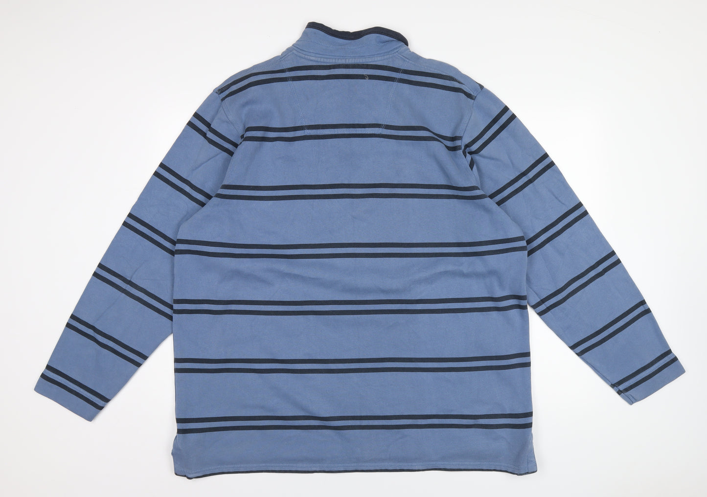 Boston Crew Mens Blue Striped Cotton Pullover Sweatshirt Size XL