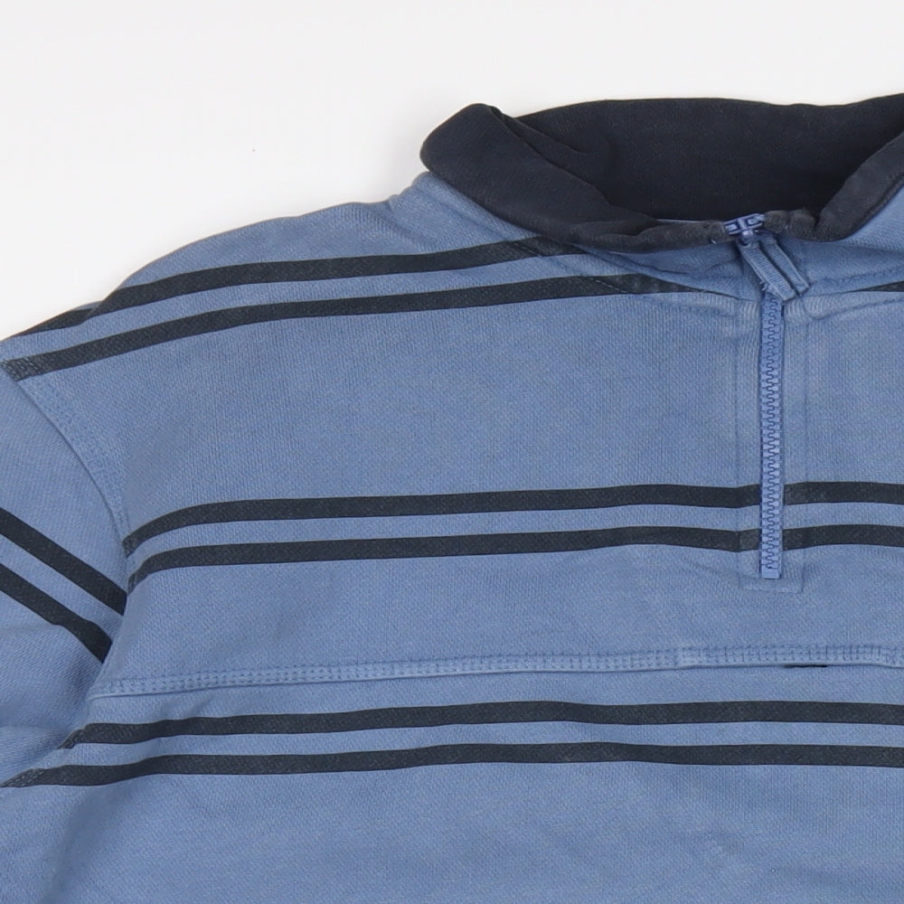 Boston Crew Mens Blue Striped Cotton Pullover Sweatshirt Size XL