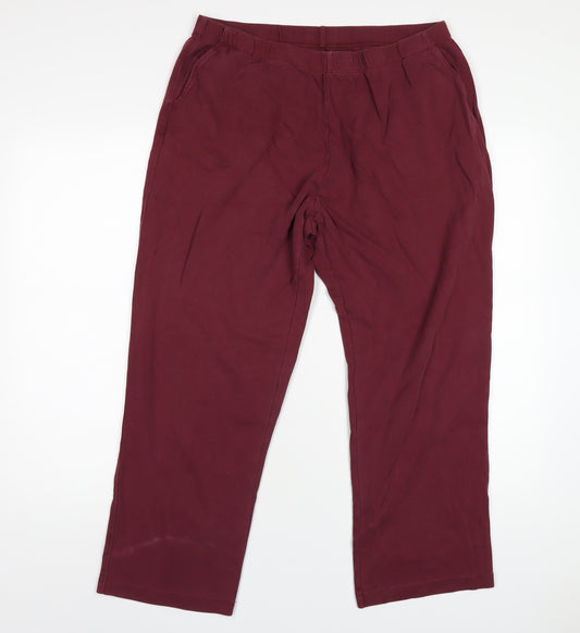 Lands' End Womens Red Cotton Jogger Trousers Size L L27 in Regular